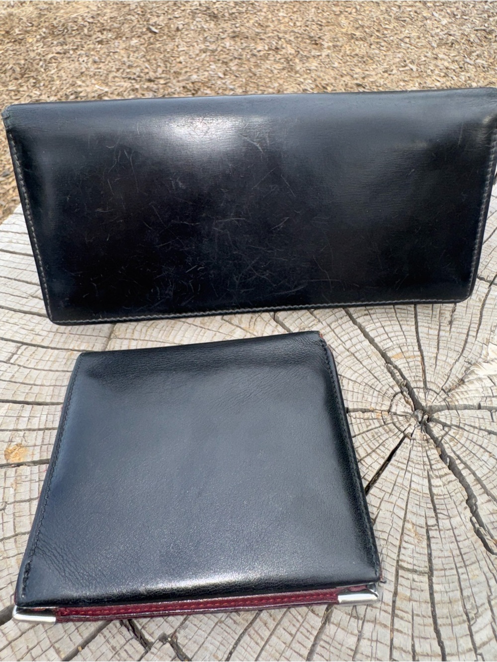 Cartier his and hers black leather wallet set of 2 (resellers bundle) - Picture 2 of 10
